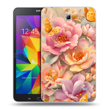 Силиконовый чехол на Samsung GALAXY Tab 4 7.0 с принтом Цветы и бабочки Силиконовый чехол на Samsung GALAXY Tab 4 7.0 с принтом Цветы и бабочки