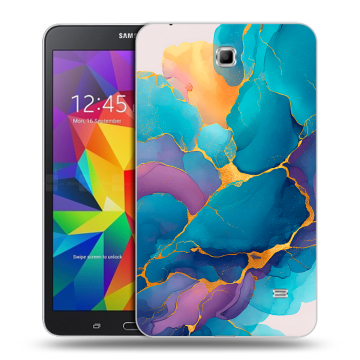 Силиконовый чехол на Samsung GALAXY Tab 4 7.0 с принтом Мрамор блестки