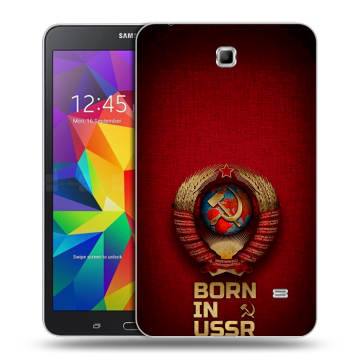 Силиконовый чехол на Samsung GALAXY Tab 4 7.0 с принтом Флаг Герб СССР