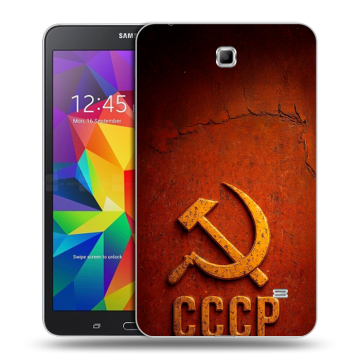 Силиконовый чехол на Samsung GALAXY Tab 4 7.0 с принтом Флаг Герб СССР