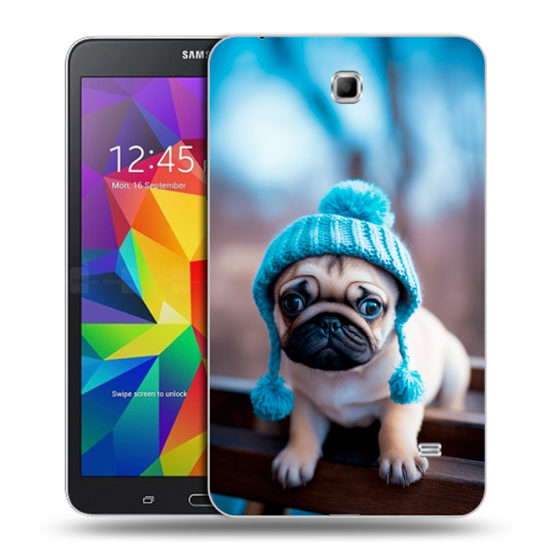 Силиконовый чехол на Samsung GALAXY Tab 4 7.0 с принтом Мопс в шапке Силиконовый чехол на Samsung GALAXY Tab 4 7.0 с принтом Мопс в шапке