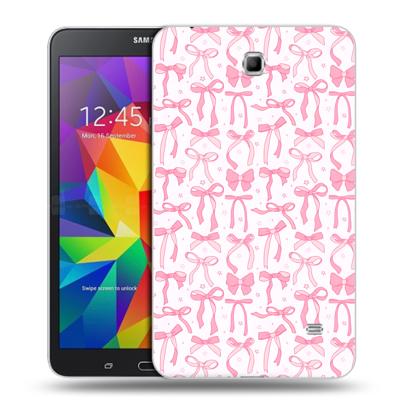 Силиконовый чехол на Samsung GALAXY Tab 4 7.0 с принтом Розовые бантики Силиконовый чехол на Samsung GALAXY Tab 4 7.0 с принтом Розовые бантики