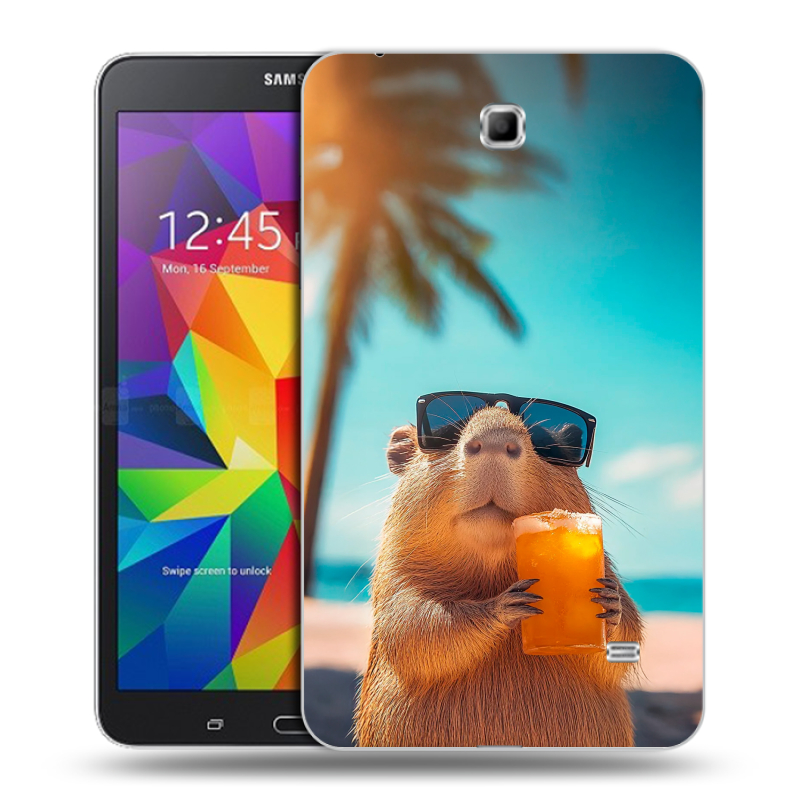 Силиконовый чехол на Samsung GALAXY Tab 4 7.0 с принтом Капибара Силиконовый чехол на Samsung GALAXY Tab 4 7.0 с принтом Капибара
