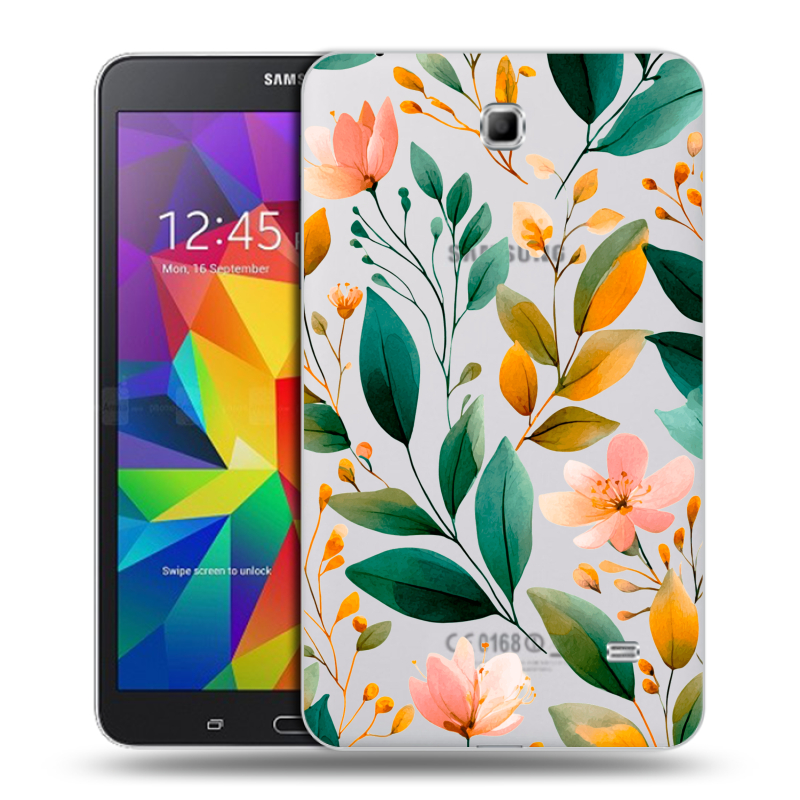 Силиконовый чехол на Samsung GALAXY Tab 4 7.0 с принтом Цветы паттерн Силиконовый чехол на Samsung GALAXY Tab 4 7.0 с принтом Цветы паттерн