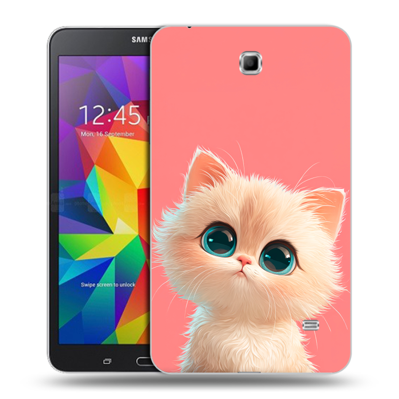 Силиконовый чехол на Samsung GALAXY Tab 4 7.0 с принтом Розовый котенок Силиконовый чехол на Samsung GALAXY Tab 4 7.0 с принтом Розовый котенок