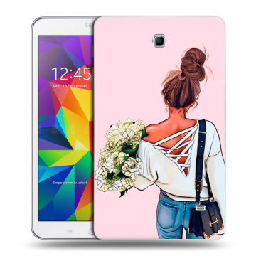 Силиконовый чехол на планшета Samsung GALAXY Tab 4 8.0 с принтом Девушка и букет Силиконовый чехол на планшета Samsung GALAXY Tab 4 8.0 с принтом Девушка и букет