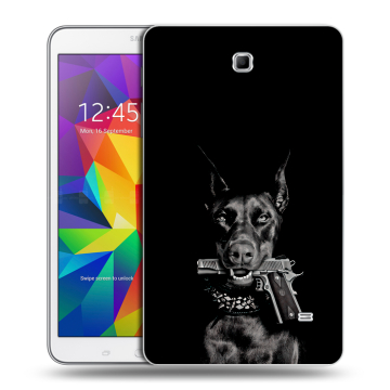 Силиконовый чехол на планшета Samsung GALAXY Tab 4 8.0 с принтом Доберман и пистолет Силиконовый чехол на планшета Samsung GALAXY Tab 4 8.0 с принтом Доберман и пистолет
