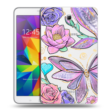Силиконовый чехол на Samsung GALAXY Tab 4 8.0 с принтом Бабочки и цветы