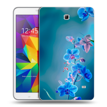 Силиконовый чехол на Samsung GALAXY Tab 4 8.0 с принтом Голубые цветы