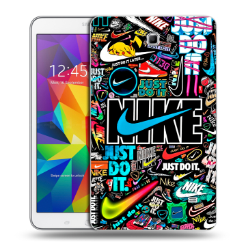 Силиконовый чехол на Samsung GALAXY Tab 4 8.0 с принтом найк nike черный