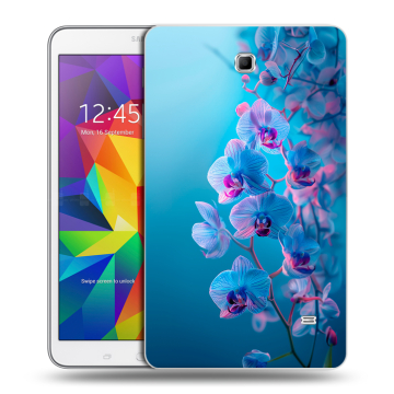 Силиконовый чехол на Samsung GALAXY Tab 4 8.0 с принтом голубые орхидеи