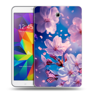 Силиконовый чехол на Samsung GALAXY Tab 4 8.0 с принтом цветы бабочки