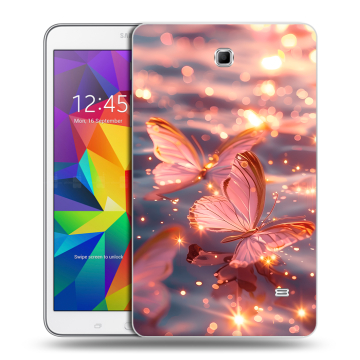 Силиконовый чехол на Samsung GALAXY Tab 4 8.0 с принтом бабочки розовые Силиконовый чехол на Samsung GALAXY Tab 4 8.0 с принтом бабочки розовые