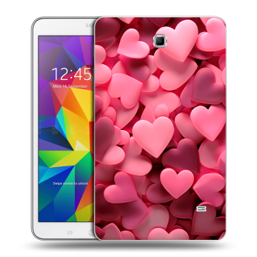 Силиконовый чехол на Samsung GALAXY Tab 4 8.0 с принтом розовые сердечки
