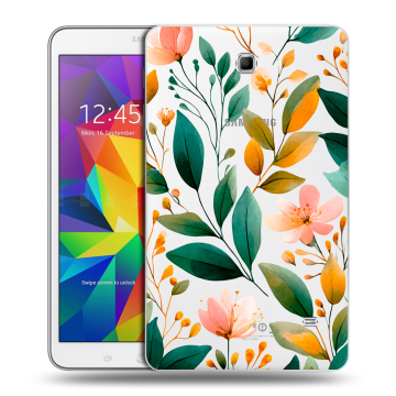 Силиконовый чехол на Samsung GALAXY Tab 4 8.0 с принтом Цветы паттерн