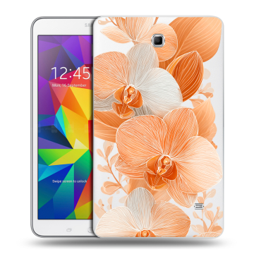Силиконовый чехол на Samsung GALAXY Tab 4 8.0 с принтом Бежевые цветы