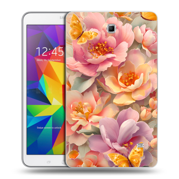 Силиконовый чехол на Samsung GALAXY Tab 4 8.0 с принтом Цветы и бабочки