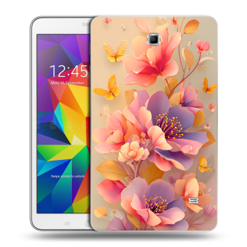 Силиконовый чехол на Samsung GALAXY Tab 4 8.0 с принтом Цветы и бабочки