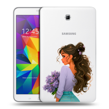 Силиконовый чехол на Samsung GALAXY Tab 4 8.0 с принтом девушка цветы