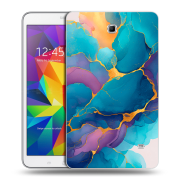 Силиконовый чехол на Samsung GALAXY Tab 4 8.0 с принтом Мрамор блестки
