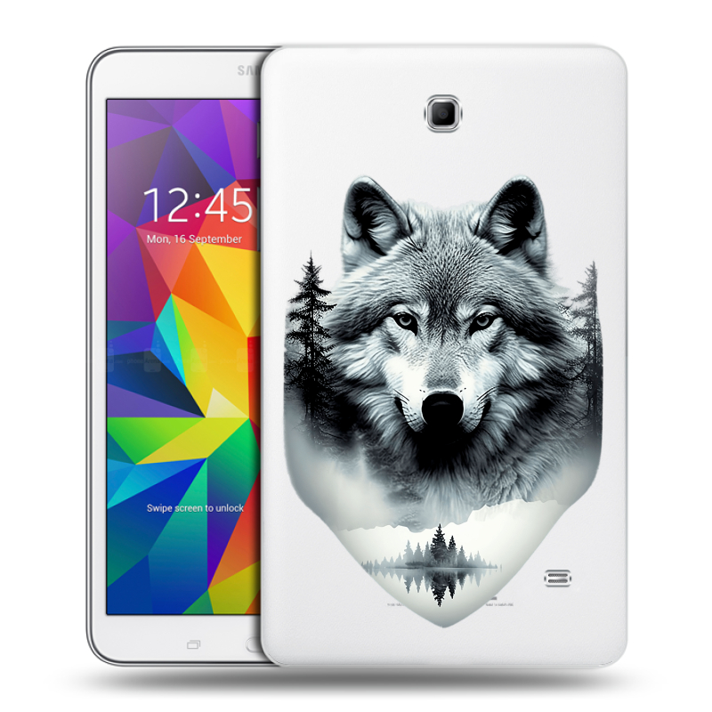 Силиконовый чехол на Samsung GALAXY Tab 4 8.0 с принтом Волк в лесу Силиконовый чехол на Samsung GALAXY Tab 4 8.0 с принтом Волк в лесу