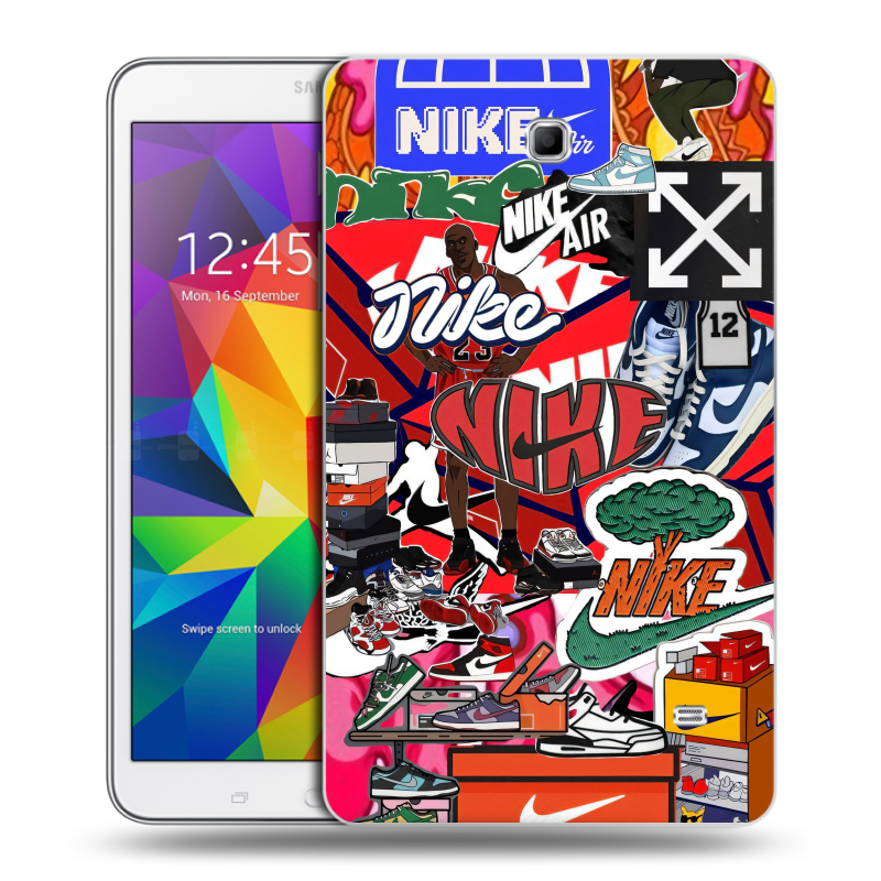 Силиконовый чехол на Samsung GALAXY Tab 4 8.0 с принтом Найк Nike яркий Силиконовый чехол на Samsung GALAXY Tab 4 8.0 с принтом Найк Nike яркий