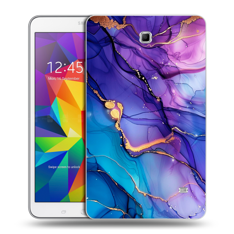 Силиконовый чехол на Samsung GALAXY Tab 4 8.0 с принтом синий мрамор Силиконовый чехол на Samsung GALAXY Tab 4 8.0 с принтом синий мрамор