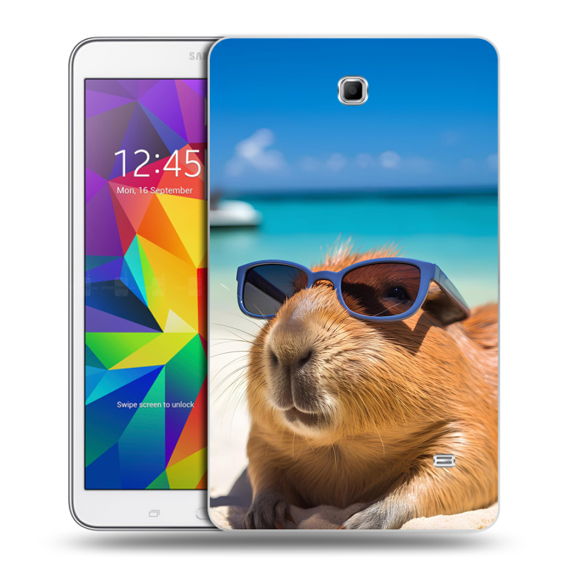 Силиконовый чехол на Samsung GALAXY Tab 4 8.0 с принтом Капибара Силиконовый чехол на Samsung GALAXY Tab 4 8.0 с принтом Капибара