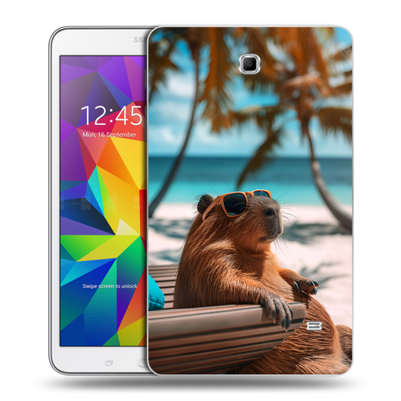 Силиконовый чехол на Samsung GALAXY Tab 4 8.0 с принтом Капибара Силиконовый чехол на Samsung GALAXY Tab 4 8.0 с принтом Капибара