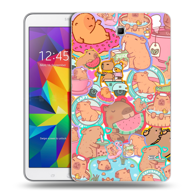 Силиконовый чехол на Samsung GALAXY Tab 4 8.0 с принтом капибары Силиконовый чехол на Samsung GALAXY Tab 4 8.0 с принтом капибары