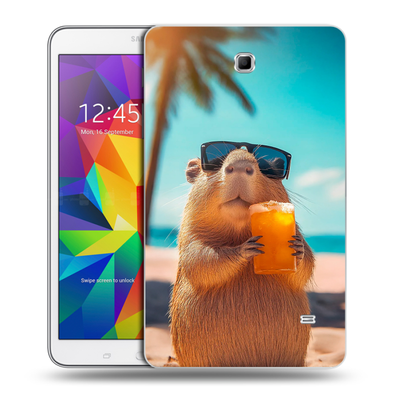 Силиконовый чехол на Samsung GALAXY Tab 4 8.0 с принтом Капибара Силиконовый чехол на Samsung GALAXY Tab 4 8.0 с принтом Капибара
