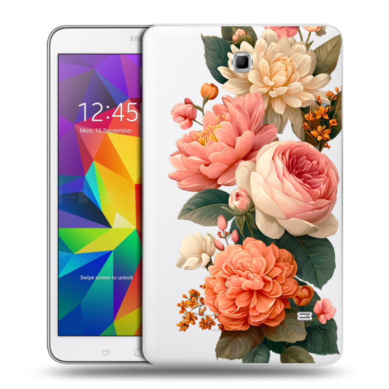 Силиконовый чехол на Samsung GALAXY Tab 4 8.0 с принтом цветы Силиконовый чехол на Samsung GALAXY Tab 4 8.0 с принтом цветы