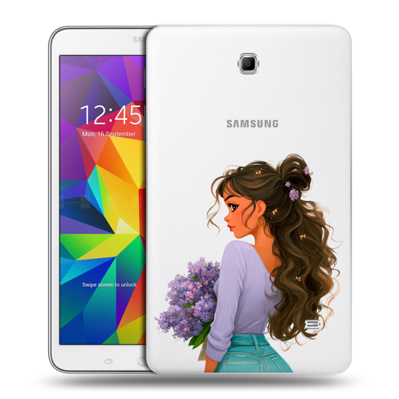 Силиконовый чехол на Samsung GALAXY Tab 4 8.0 с принтом девушка цветы Силиконовый чехол на Samsung GALAXY Tab 4 8.0 с принтом девушка цветы