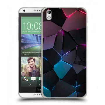 Силиконовый чехол на HTC Desire 816 с принтом Геометрия неона