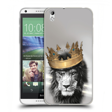 Силиконовый чехол на HTC Desire 816 с принтом Лев с короной