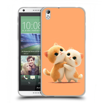 Силиконовый чехол на HTC Desire 816 с принтом Милые котики