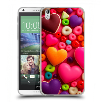 Силиконовый чехол на HTC Desire 816 с принтом Сердечки