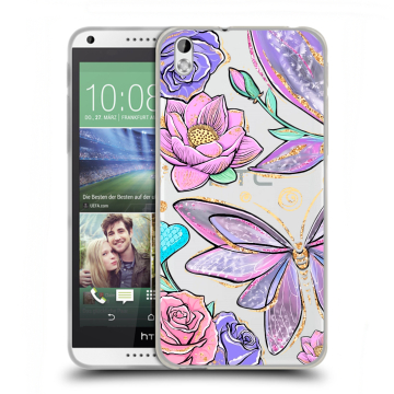 Силиконовый чехол на HTC Desire 816 с принтом Бабочки и цветы
