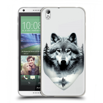 Силиконовый чехол на HTC Desire 816 с принтом Волк в лесу