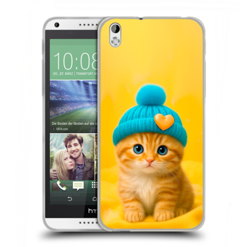 Силиконовый чехол на HTC Desire 816 с принтом Котенок в шапке