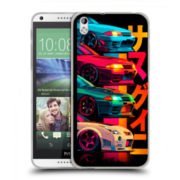 Силиконовый чехол на HTC Desire 816 с принтом Гоночные машины