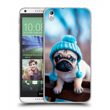 Силиконовый чехол на HTC Desire 816 с принтом Мопс в шапке