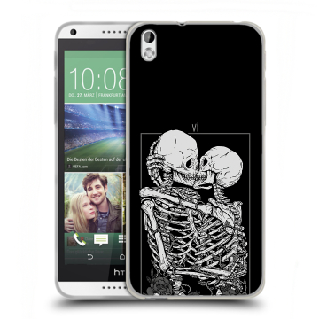 Силиконовый чехол на HTC Desire 816 с принтом Поцелуй скелетов