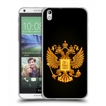 Силиконовый чехол на HTC Desire 816 с принтом Герб России желтый