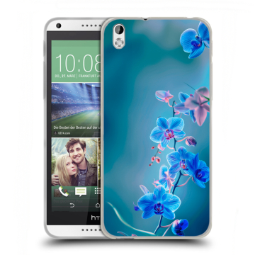 Силиконовый чехол на HTC Desire 816 с принтом Голубые цветы
