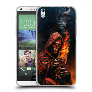 Силиконовый чехол на HTC Desire 816 с принтом Скелет и карты