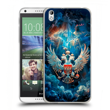 Силиконовый чехол на HTC Desire 816 с принтом Герб флаг России