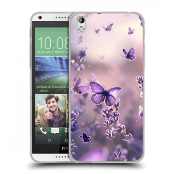 Силиконовый чехол на HTC Desire 816 с принтом бабочки и лаванда