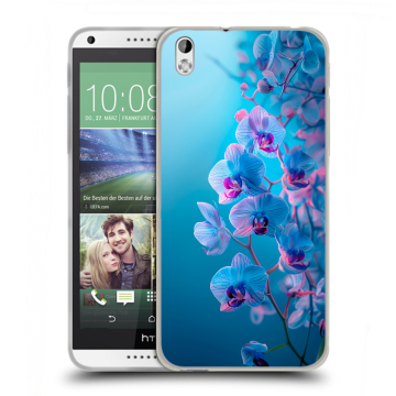 Силиконовый чехол на HTC Desire 816 с принтом голубые орхидеи