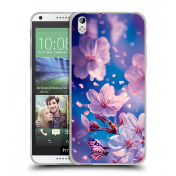 Силиконовый чехол на HTC Desire 816 с принтом цветы бабочки
